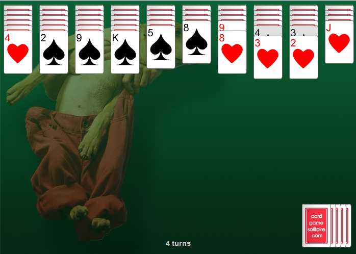 2-Suit "Dog" spider solitaire card game. Play solitaire online--no download