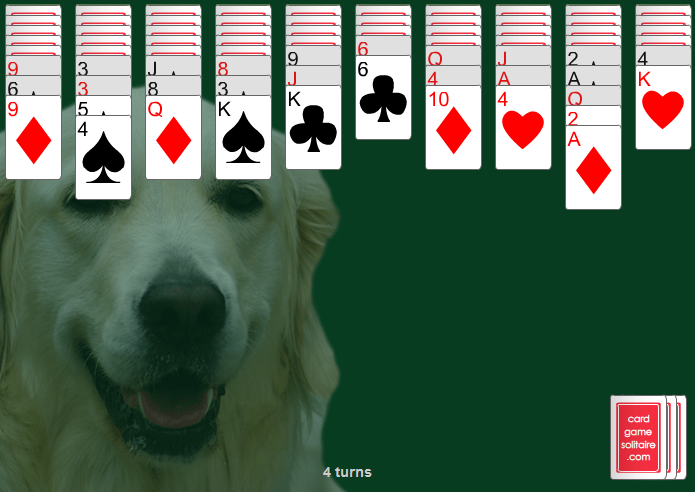 4-Suit "Dog" spider solitaire card game. Play solitaire online without download